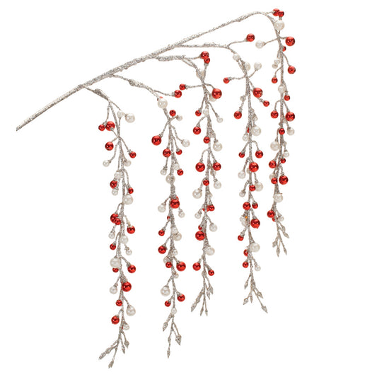 36" Hanging Berry Branch Red White