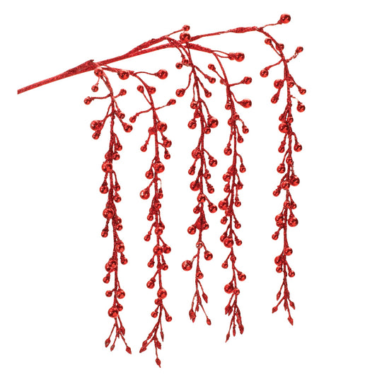 36" Hanging Berry Branch Red