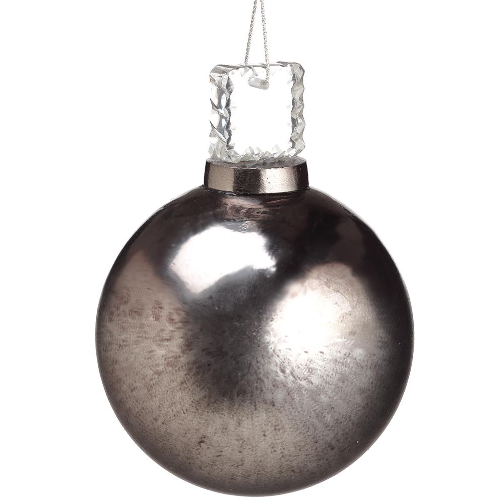 Pewter glass ball ornament with crystal top, 6 inches