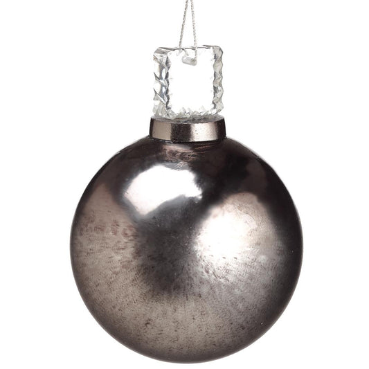 Pewter glass ball ornament with crystal top, 6 inches