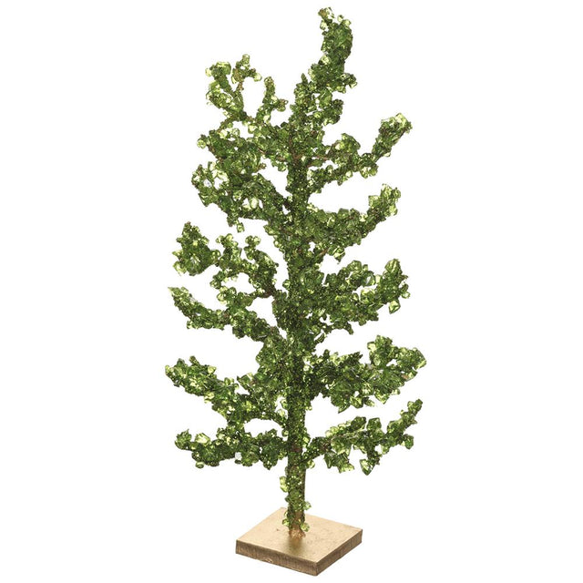 Green beaded diamond tree, 16 inches
