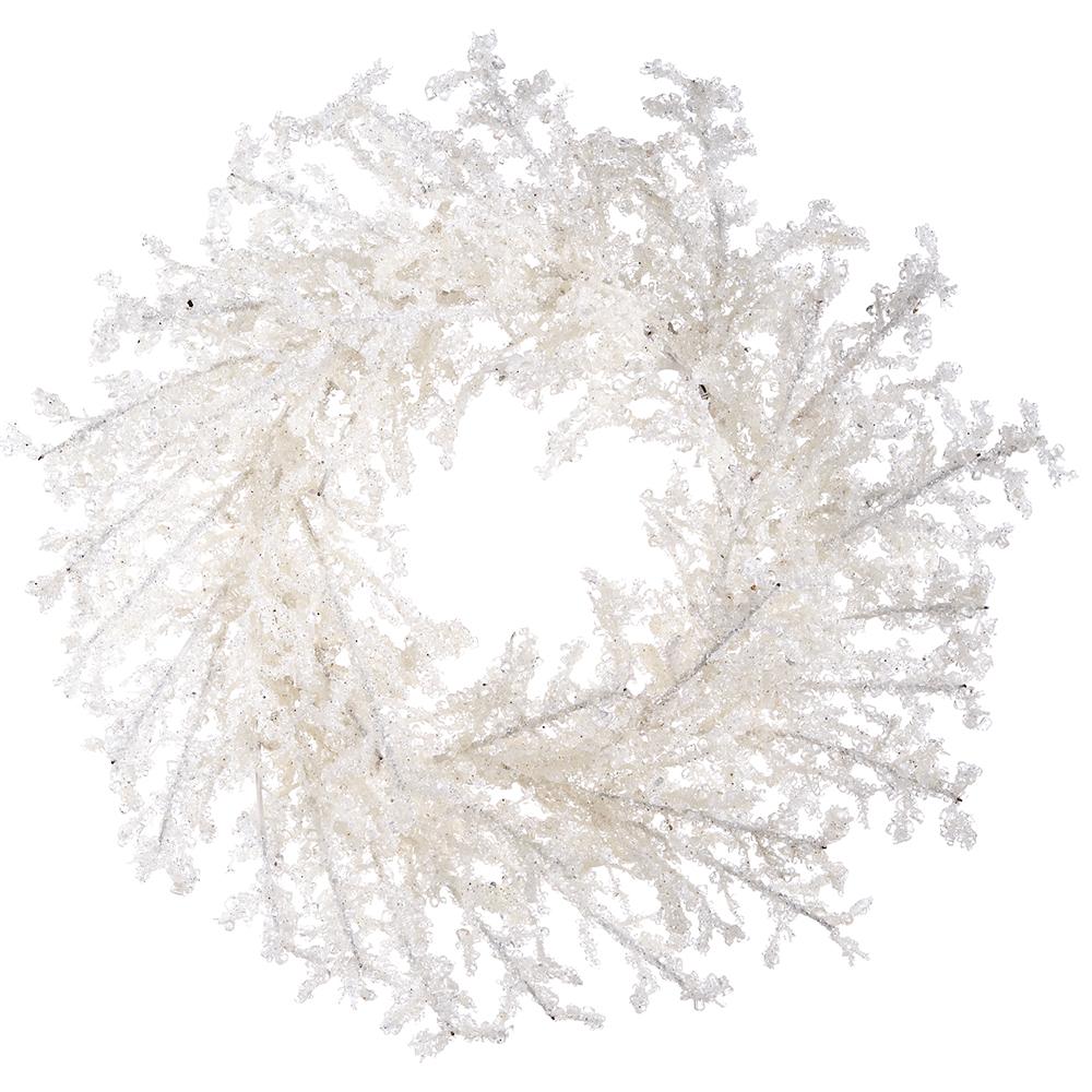 White iced twig wreath, 23 inches