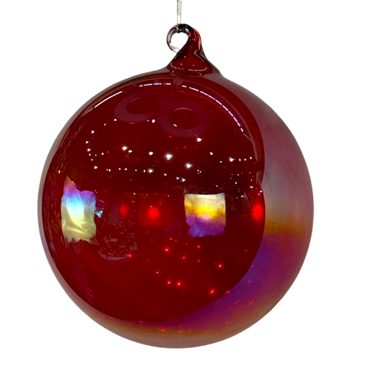 6" Red Aurora Glass Ornament