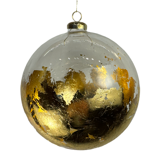6" Gold Clear Glass Ball Ornament