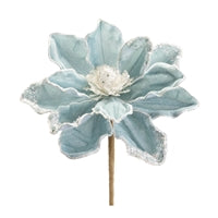 Blue magnolia stem with broad sculptural blooms.
