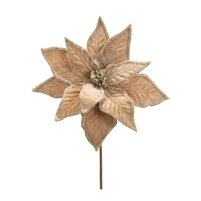 Champagne gem poinsettia stem with a jeweled center.