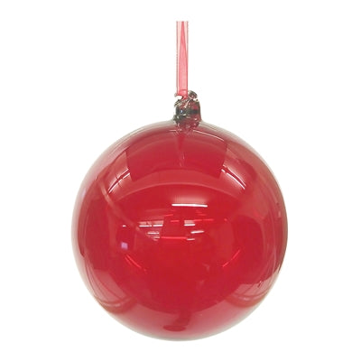 6" Red Ball Glass Ornament