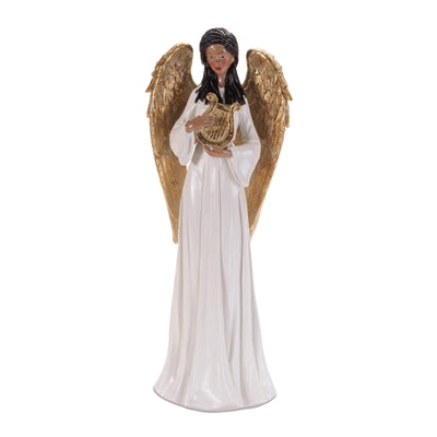 Figurine with an angel figure with a harp in hand.