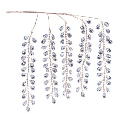 Jewel drop spray with clear crystal teardrops on gold stems.