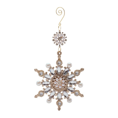 10" Jewel & Pearl Snowflake Ornament