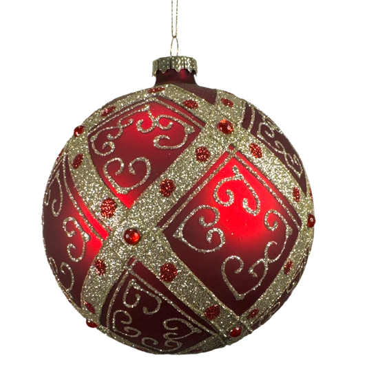 4.5" Red Gold Glass Embellishment Ornament