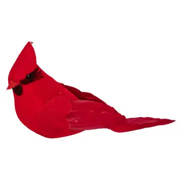 Red cardinal figurine with a woodland finish.