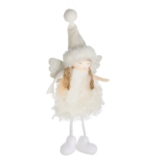 7" Fluffy Angel White Ornament