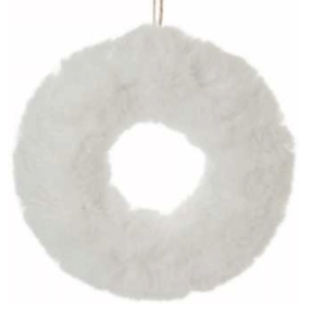 White plush wreath with a soft snowy texture.