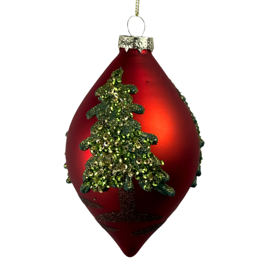 5" Red Tree Glass Ornament