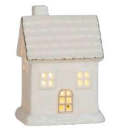 White porcelain house village piece with clean detail.