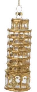 Gold Leaning Tower of Pisa ornament.