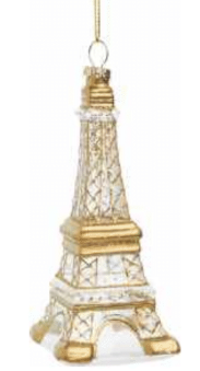 Gold Eiffel Tower ornament.