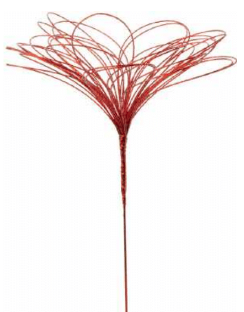 Red beaded spray with clustered beads.