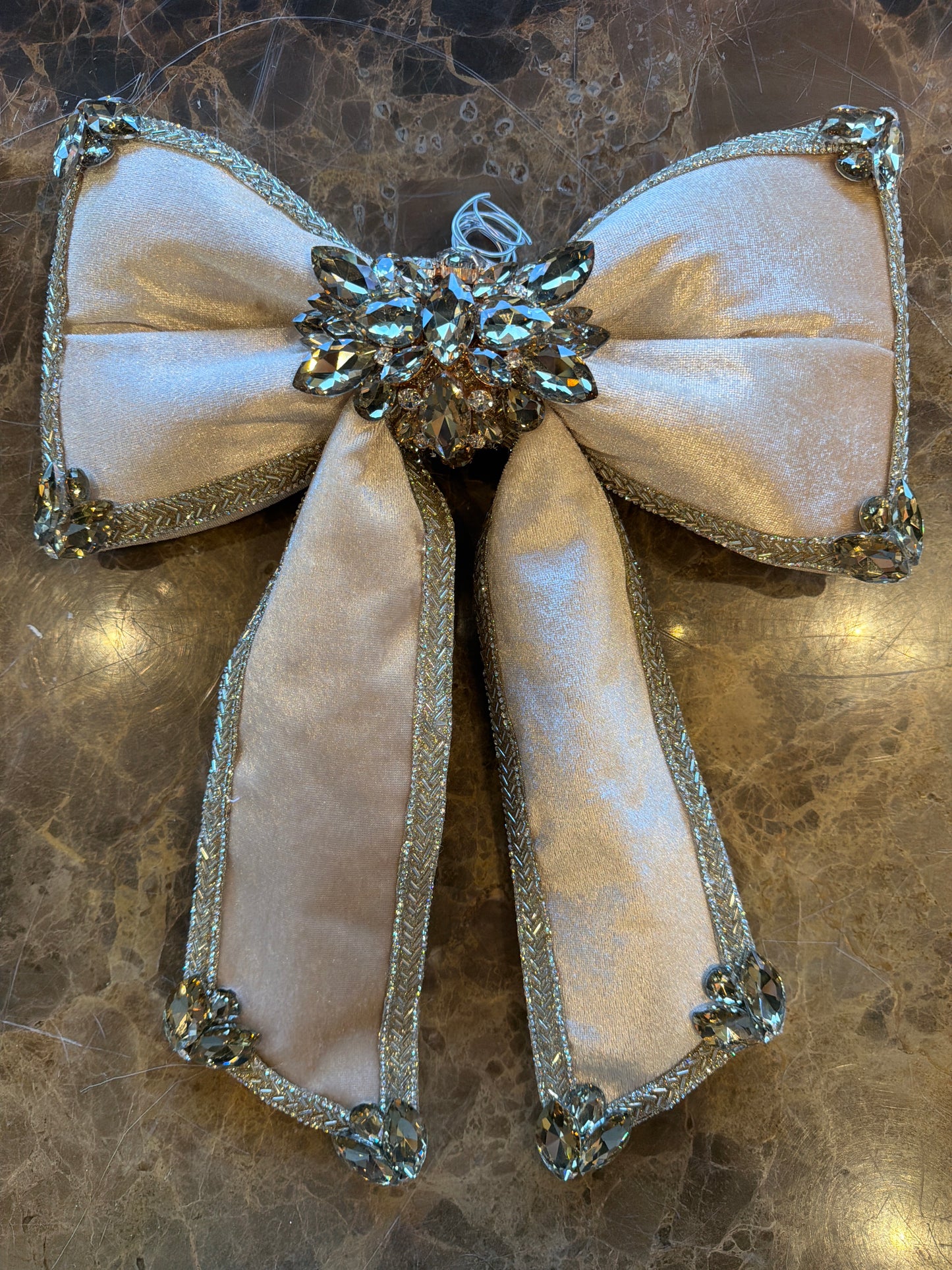 12”x16” Bling Bow Champagne on Platinum