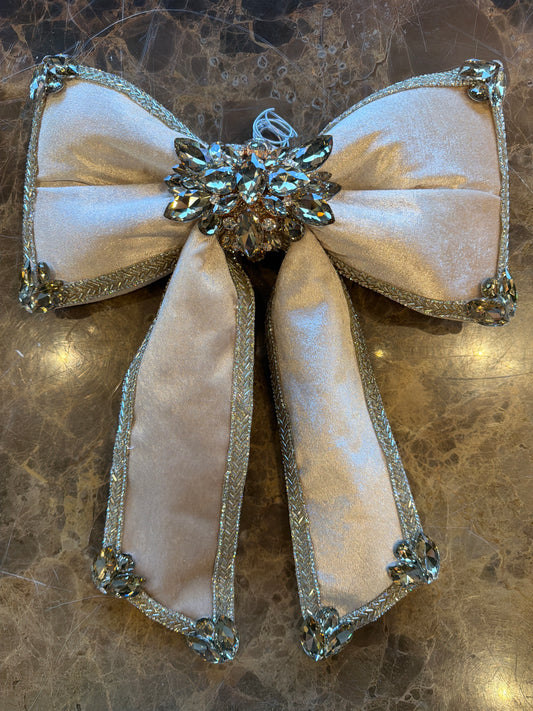 12”x16” Bling Bow Champagne on Platinum