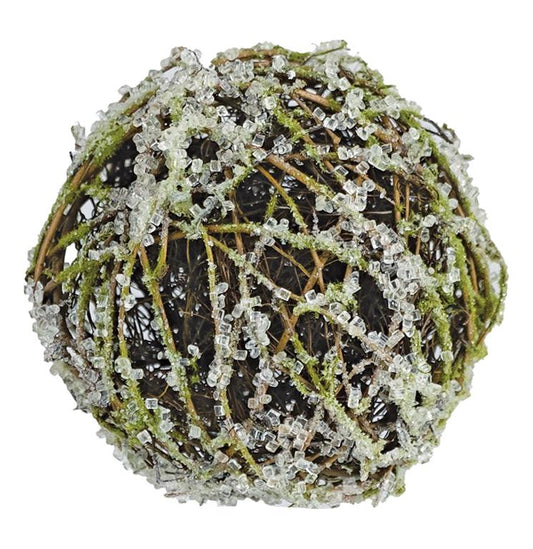 Moss ice twig ornament, 5.5 inches