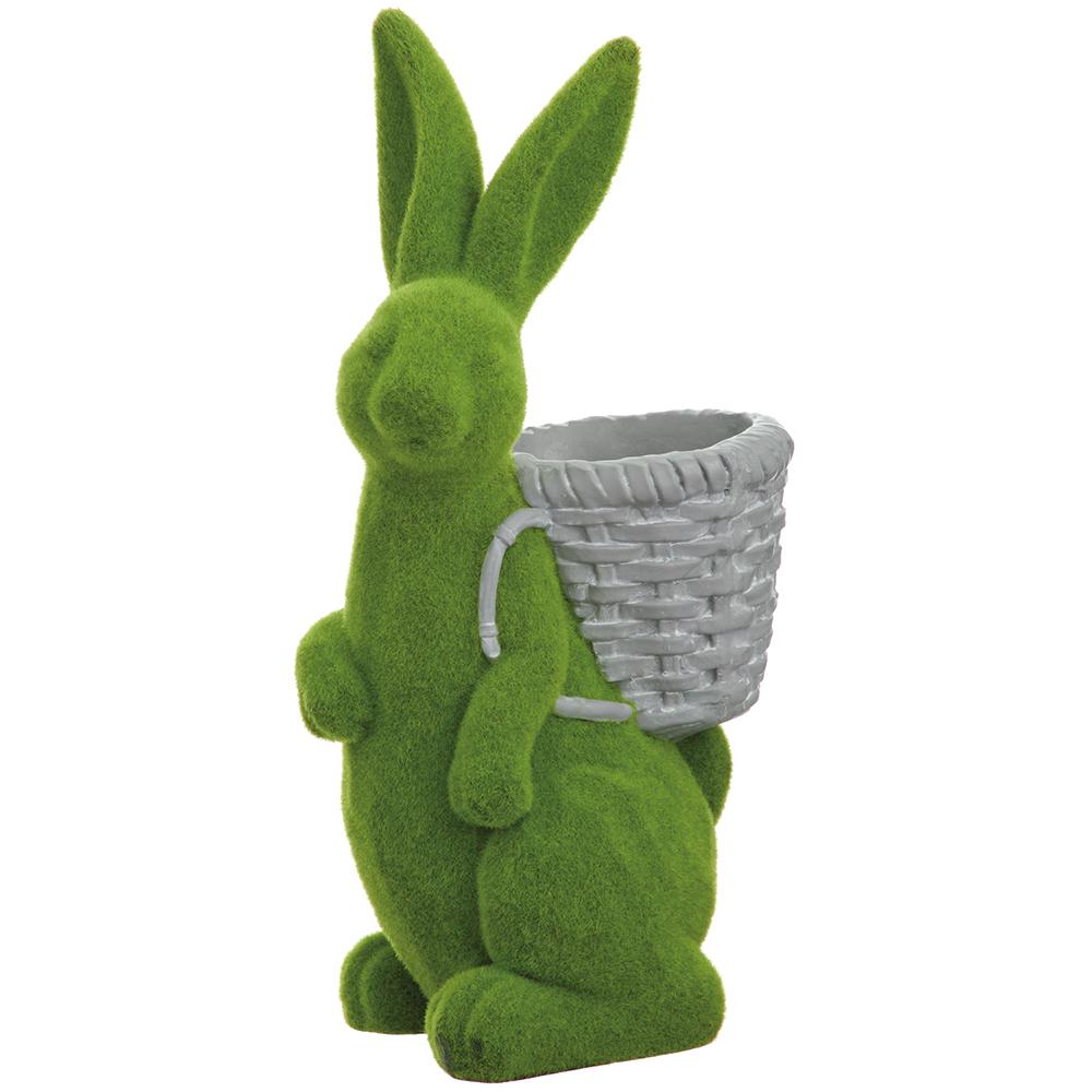 Moss bunny basket with a natural green finish.