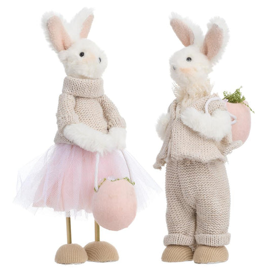 Set/2 9" Bunnies White Blush
