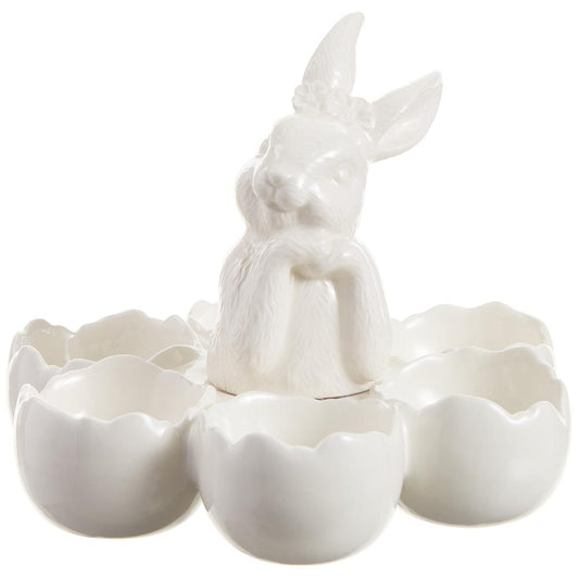 7" Bunny Egg Holder White