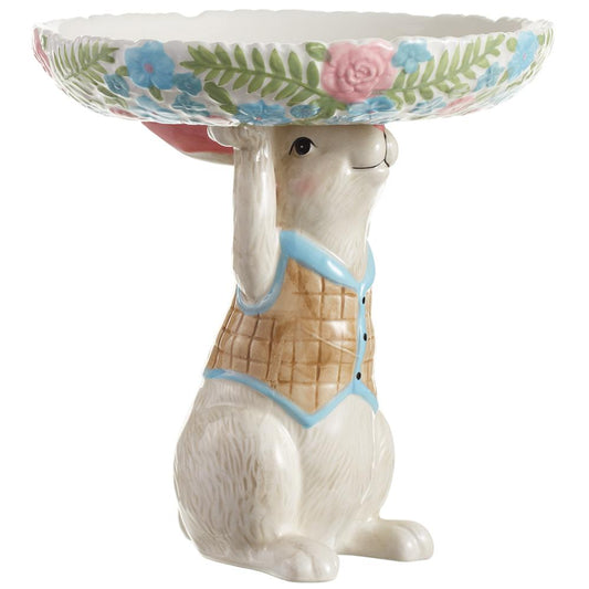 8.5" Bunny Holding a Plate Cream Mixed