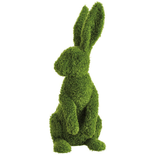 22" Standing Bunny Moss Covered Green