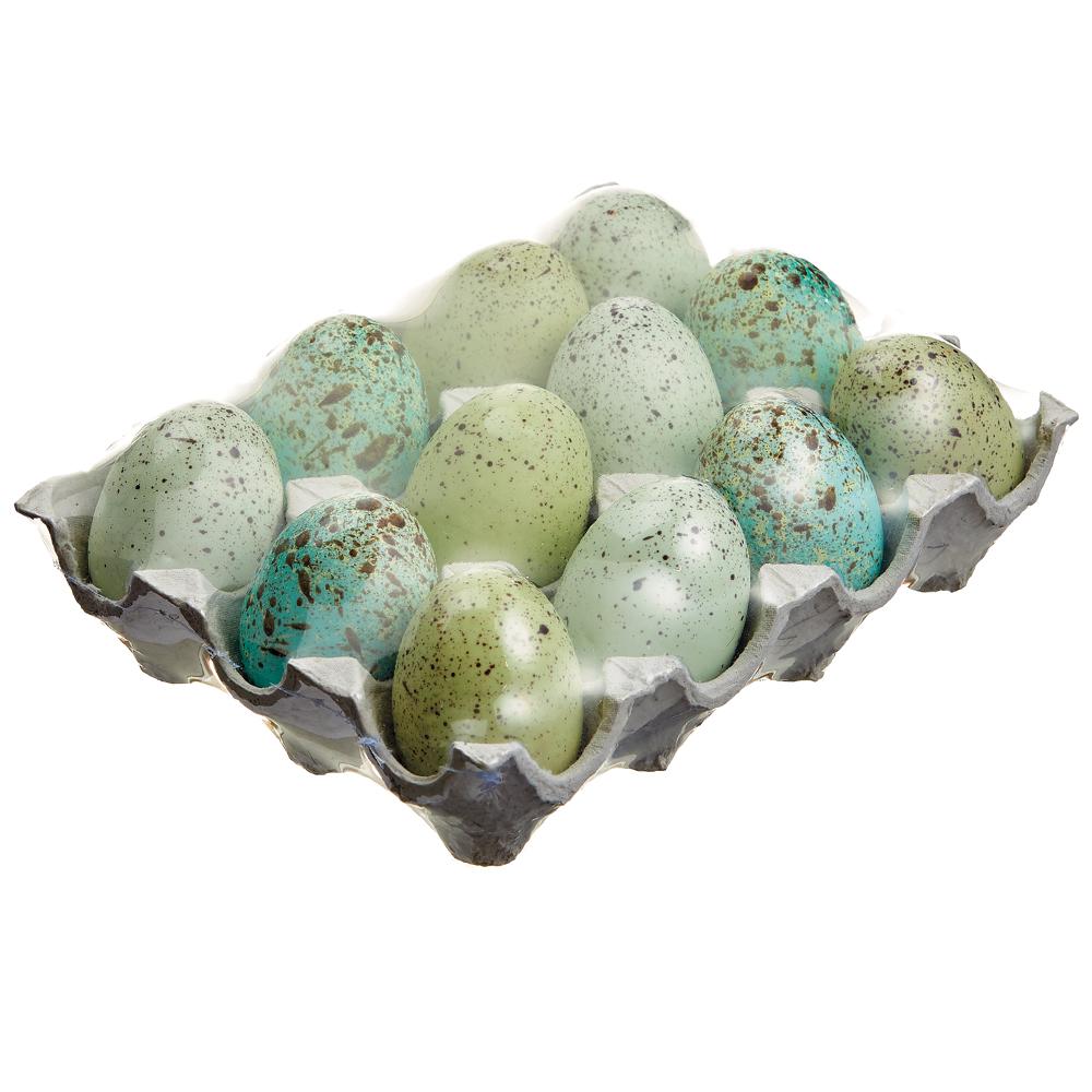 Set/12 2.5" Speckled Eggs Blue Yellow White