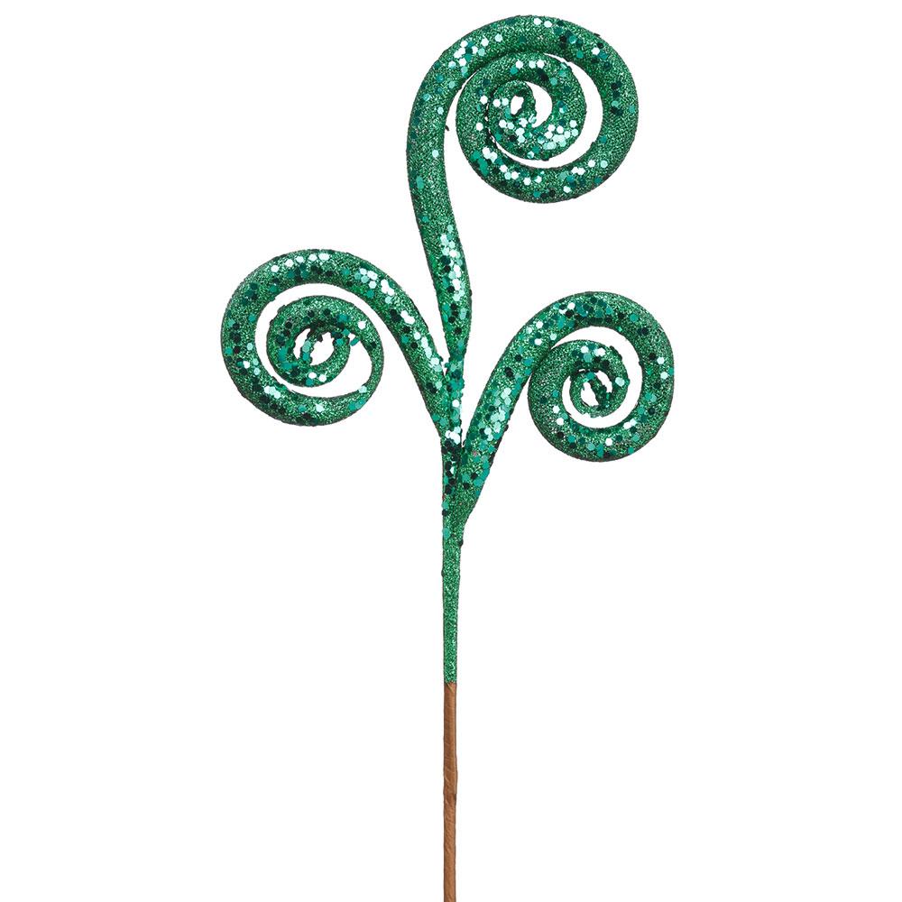18" Emerald Swirl Pick Glittered