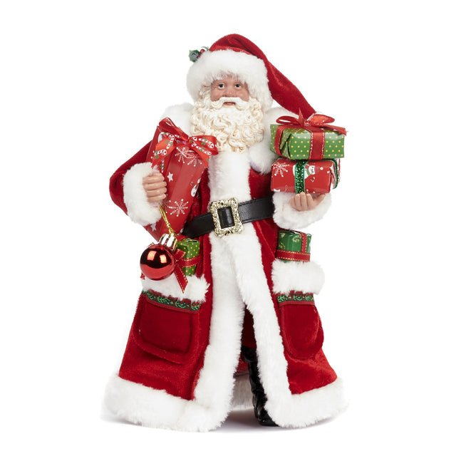 Santa gifts figurine, 10 inch, for Christmas decorating