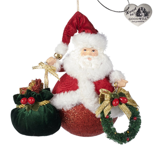 5" Santa Bag Fabric Ornament