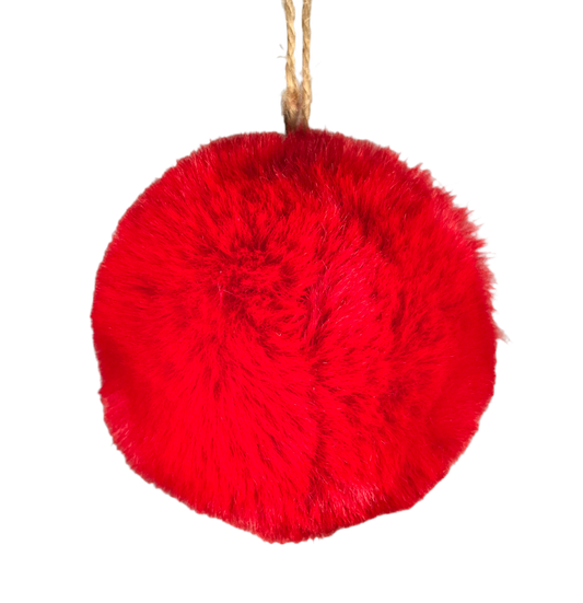 4" Red Fluffy Ornament