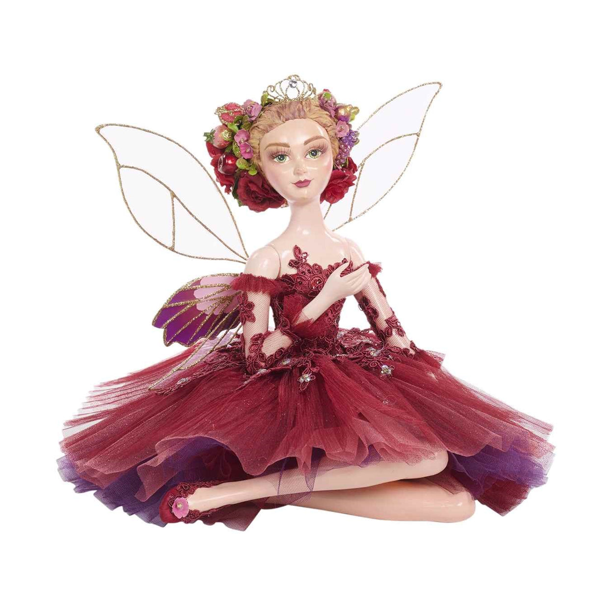 46cm Fairy Banquet Sitting Doll w/ Box Burgundy