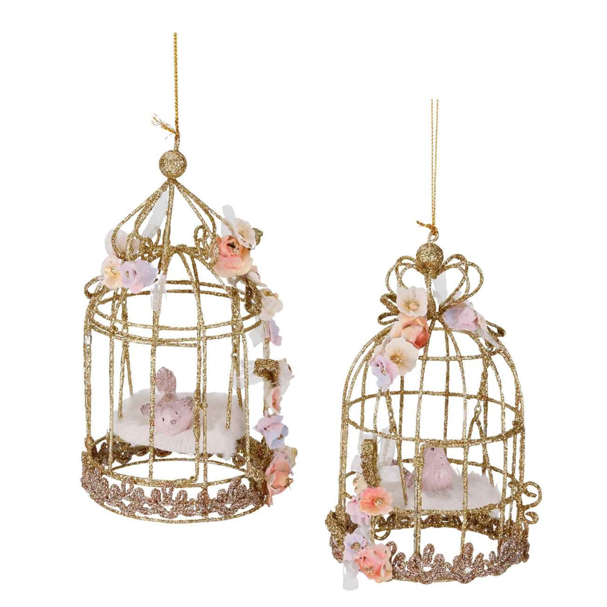 15.5cm Paradise Bird Cage Ornament Gold