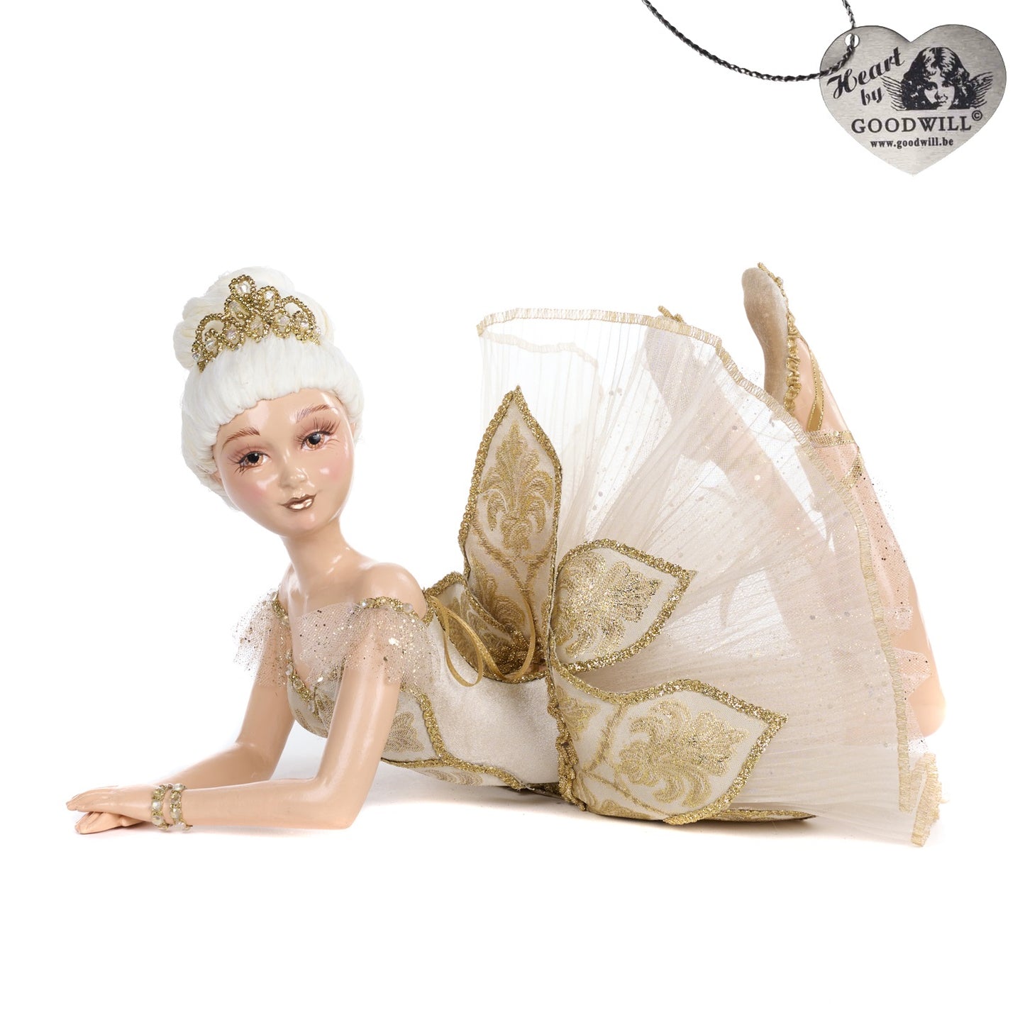 45cm Ballerina Nutcracker Lying Doll Cream Gold