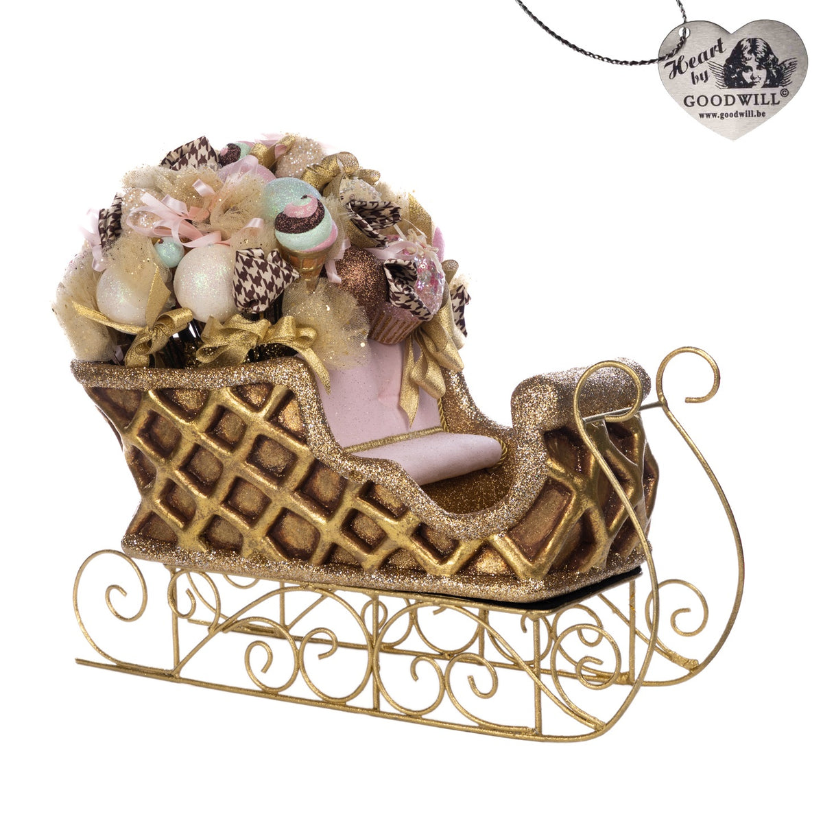 Candy waffle sleigh, 46 cm, for Christmas decorating