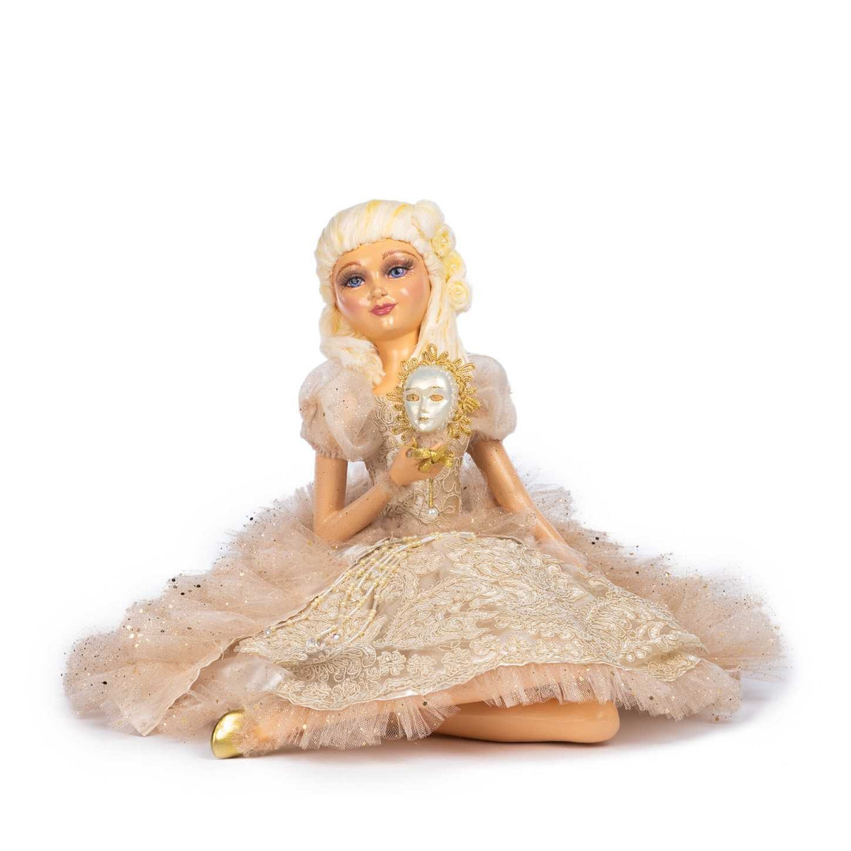 15" Sitting Lady Doll Cream