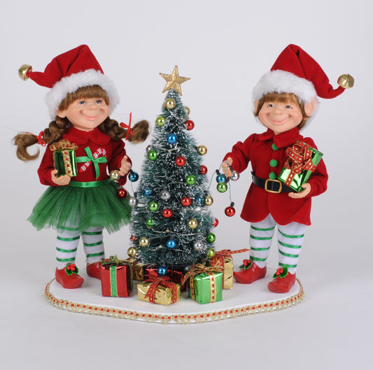13" Elves Tree Trimming LED