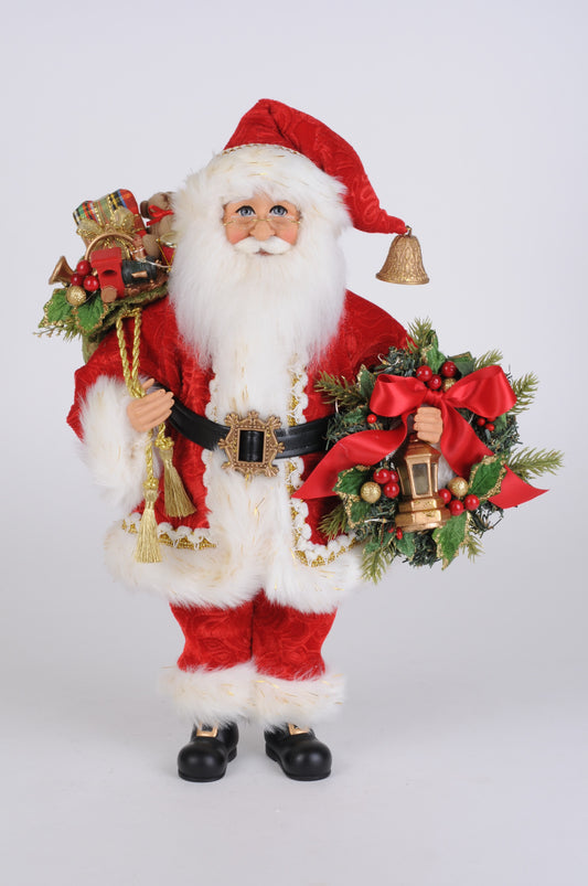 17" Santa Berry Wreath Lighted