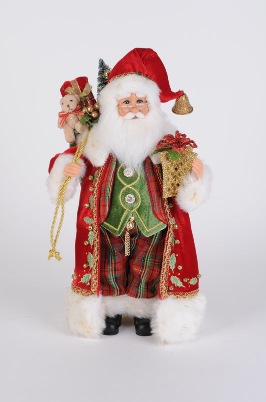 17" Santa Tartan Traditional Lighted