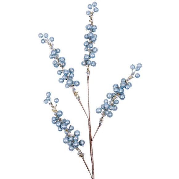 30" Light Blue Berry Spray