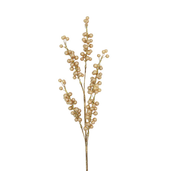 Gold pearl spray with beaded pearl strands.