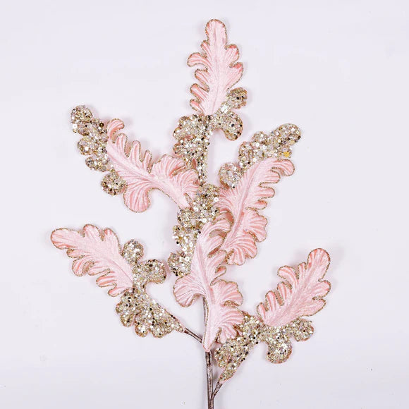 Light pink acanthus spray with layered curling leaves.