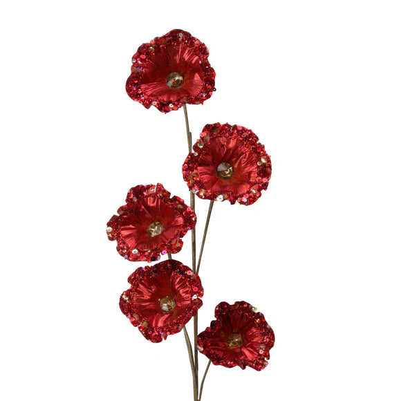 Red crystal pod spray with clustered pods.