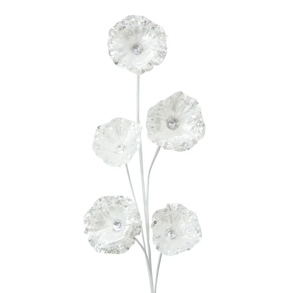 White crystal pod spray with clustered pods.