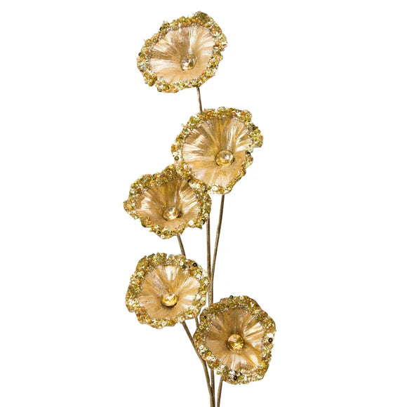 Gold crystal pod spray with clustered pods.